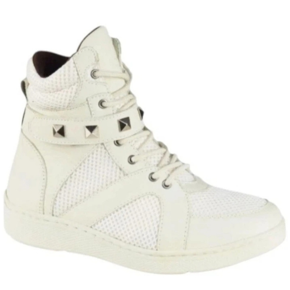 Women's Boots 8 Sandro Moscoloni Mesh High Top Sneaker 8M in Ivory, Brazil